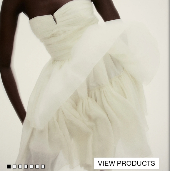 H&M White Bandeau Dress With Flared Skirt Size Medium - Picture 2 of 11